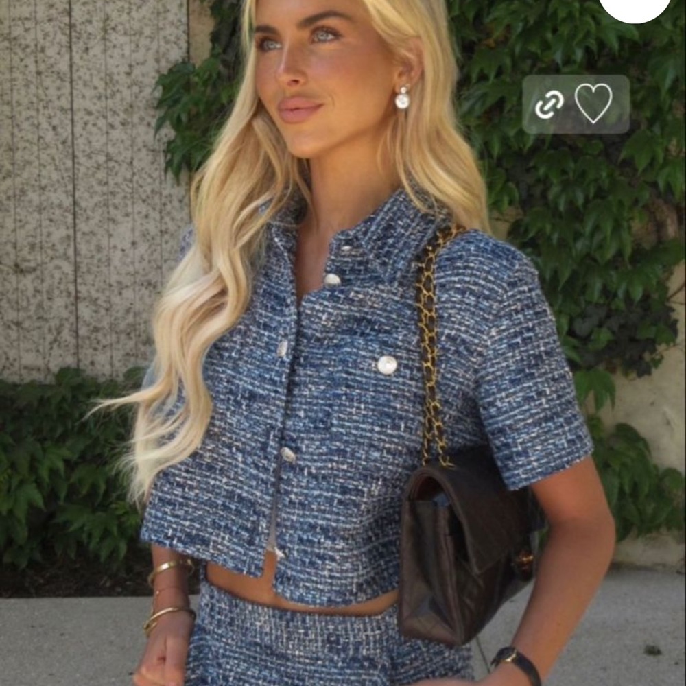 Maje Blue Tweed Skort Set